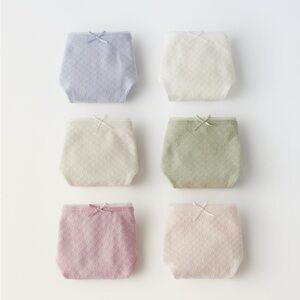 NWT Zara 8-9Y six pack textured underwear with bows